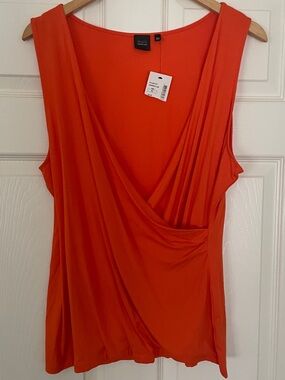 🧡 Saks Fifth Avenue Black Collection Sleeveless Draped Orange Tank Top 🧡